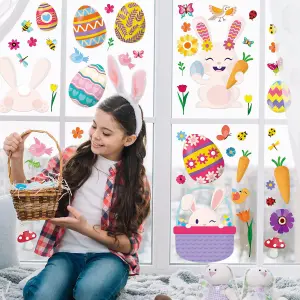 Walplus Happy Bunnies Easter Windows Clings - 150Pcs