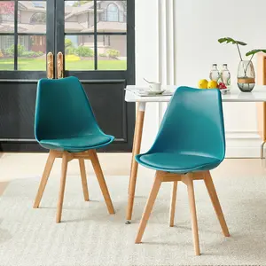 Nero Upholstered Dining Chair (Set of 2) Turquoise / Oak