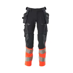 Mascot Accelerate Safe Trousers with Holster Pockets - Dark Navy/Hi-Vis Red  (38.5) (Leg Length - Regular)