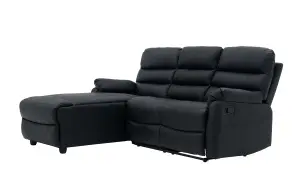 Carter 3 Seater Sofa With Left-Hand Chaise and Right-Hand Recliner, Black Faux Leather