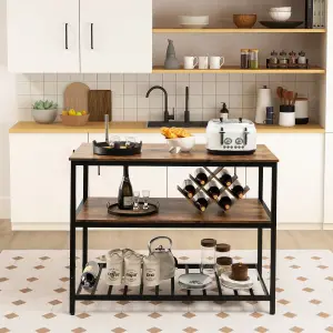 Costway 3-Tier Kitchen Industrial Storage Shelf Island Prep Table Microwave Stand Rack