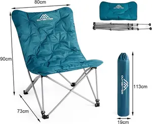 Butterfly Camping Folding Chair with Oversized Padded Moon Chair - Blue