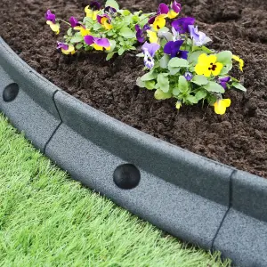 Flexible Lawn Edging Garden Border Grass Pathways Plot Flowerbed Raised Borders Rubber Artificial Grass Grey Pack of 4x1.2m