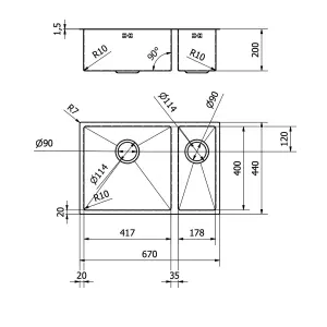 Liquida EL670CP 1.5 Bowl PVD Undermount Brushed Copper Kitchen Sink