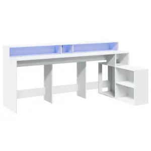 Berkfield Desk with LED Lights White 200x104x91 cm Engineered Wood