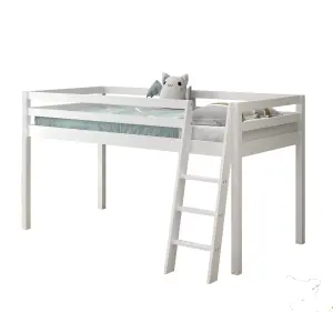 White Mid Sleeper, Children Bunkbed Mid Sleeper , Pine Wooden Kids Bed , Children bedroom Furniture , White Kids Bed