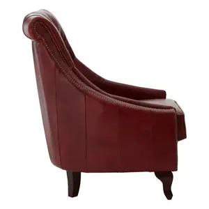 Victor Red Leather Studded Armchair