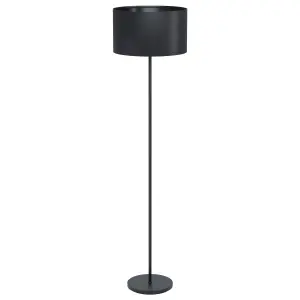 EGLO Maserlo 1 Black Metal And Fabric Floor Lamp, (D) 38cm