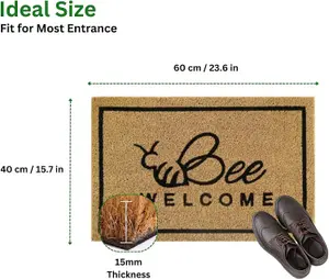 Coir Door Mat 60x40cm - Non-Slip Absorbent Indoor/Outdoor Eco-Friendly- Ideal for Door Entrance- Large  (YOUR PAWS)