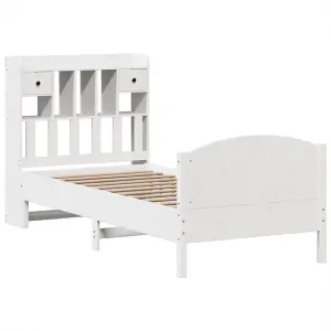 Berkfield Bookcase Bed without Mattress White 90x200cm Solid Wood Pine