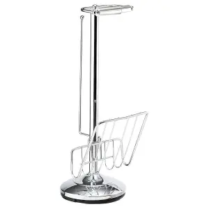 Chrome Metal Free Standing Toilet Roll Holder