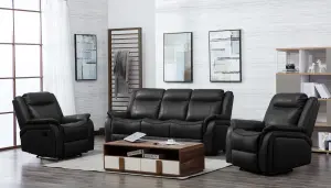 New Hampshire Black 3 Piece Sofa Suite Reclining Armchairs Leatherair Leather 3 + 1 + 1