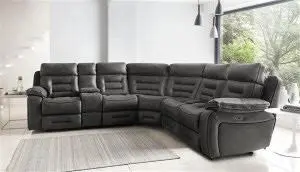 Tech Sofa Large Corner Power Recliner Sofa - Series One, Charcoal / Large Console Left