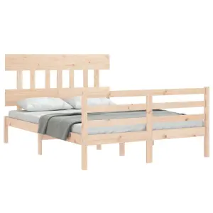 Berkfield Bed Frame with Headboard Double Solid Wood