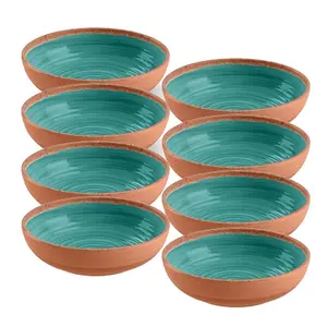 Purely Home Rustic Swirl Turquoise Melamine Bowls - Set of 8