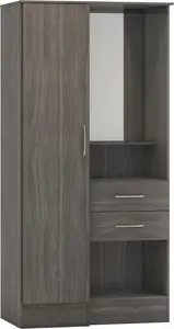 Nevada Vanity 1 Door Wardrobe in Black Wood Grain Effect