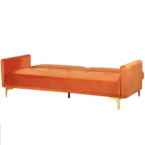 Beliani Retro Sofa Bed LUCAN Orange Velvet