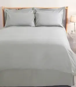 MEDITERRANEAN LINENS Valencia 100% Egyptian Cotton 200 Thread Count Double Duvet Cover Set -Duck Egg