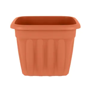 Wham 4x Vista Terracotta Plastic Planter, Square Garden Plant Pot, Medium Floor Pot (40cm, 25L, Pack of 4)