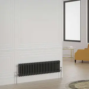 G-Rad Black Double Column Horizontal Radiator - (H) 300 x (W) 1165mm