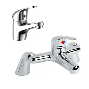 Chrome Bath Filler & Basin Mixer Tap Single Lever Modern Bathroom Set