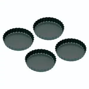 KitchenCraft Set of Four Non-Stick Mini Fluted Flan Tins