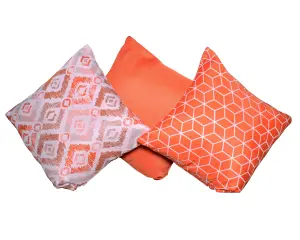 Pair of Outdoor Garden Sofa Chair Furniture Scatter Cushions - Orange Fleur