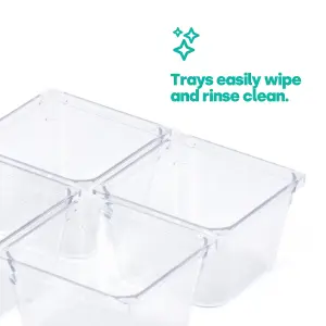 LIVIVO 4Pcs Clear Plastic Drawer Organiser, Versatile Desk & Kitchen Drawer Organiser - Tray for Makeup & Office Supplies - Small