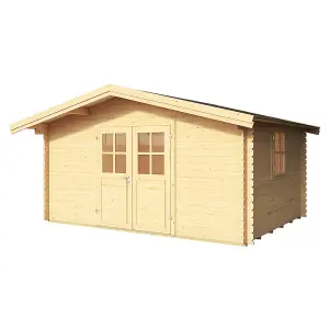 Lasita Osland Donau 28mm Log Cabin - 3.8m x 2.8m - Apex Roof Garden Building