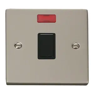 Pearl Nickel 1 Gang 20A DP Switch With Neon - Black Trim - SE Home