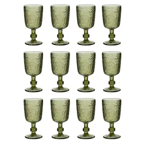 Set of 12 Luxury Bright Green Drinking Wine Glass Wine Goblets 300ml