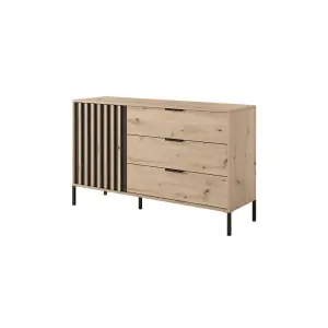 Tally Chest of Drawers - Elegant Wooden Dresser with Versatile Storage (W)1380mm (H)820mm (D)400mm - Oak Artisan & Anthracite