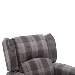 Eaton Wing Back Fireside Check Fabric Recliner Armchair Sofa Chair Reclining Cinema (Charcoal)