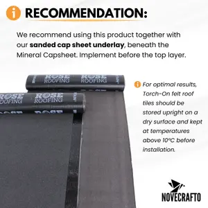 Premium Torch-On Heavy Duty Roofing Felt - Durable Mineral Capsheet - SBS Modified Bitumen Membrane 8m Roll x 1m Wide Black