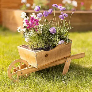 Wooden Wheelbarrow Garden Flower Planter