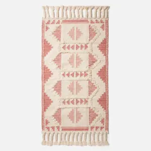 Homescapes Satara Pink Kilim Wool Rug 120 x 170 cm