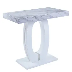 Halo Magnesia Marble Effect Bar Table 4 Candid White Stools