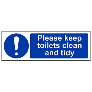 Please Keep Toilets Clean And Tidy WC Sign - Adhesive Vinyl - 450x150mm (x3)