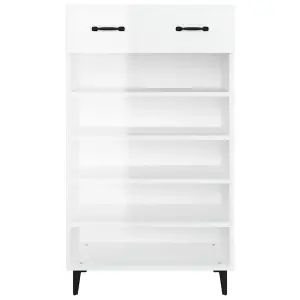 Shoe Cabinet High Gloss White 60x35x105 cm Engineered Wood