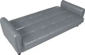 Zinc Grey Leather 3 Seater Sofa Bed | Make It Homely