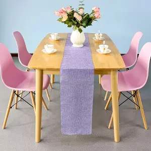 Neel Blue 29cm x 275cm Plain Hessian Table Runner, Lilac