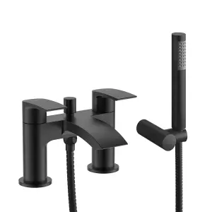 Nes Home Vigan Waterfall Basin Mixer, Bath Mixer Taps & Waste Matte Black