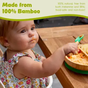 Bamboo Monkey Baby Weaning Plate & Fork Set - White