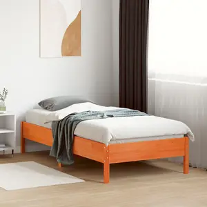 Berkfield Bed Frame without Mattress Wax Brown 75x190 cm Small Single Solid Wood Pine