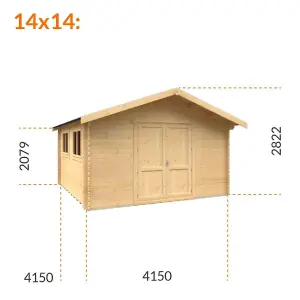 14ft x 14ft (4150mm x 4150mm) Horsforth "The Saint Paul" 28mm Log Cabin With 2 Opening Windows