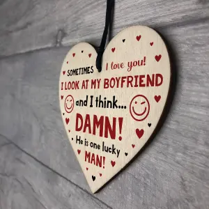 Funny JOKE Gift For Boyfriend Christmas Birthday Valentines Wood Heart Love Gift