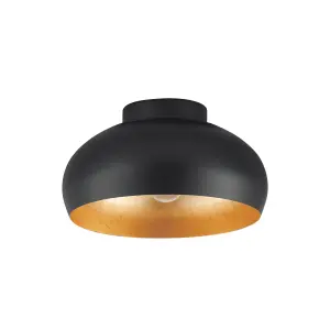 EGLO Mogano 2 Domed Gold Semi- Flush Ceiling Light