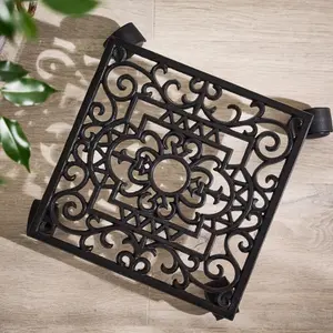 Traditional Large Indoor Outdoor Ornate Rolling Plant Stand