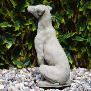 Sitting Puppy Dog Stone Statue Outdoor British Made Garden Ornament Puppy Dog