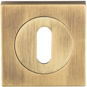 Square Lock Profile Escutcheon 51 x 51mm Concealed Fix Antique Brass